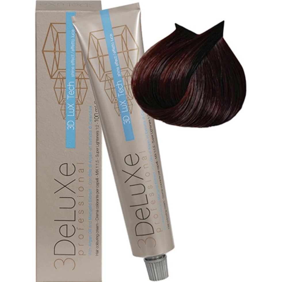 Крем-краска для волос 3DeLuXe Professional 4.5 Каштановый (Красное дерево) 100мл от компании Интернет-магазин BeautyShops - фото 1