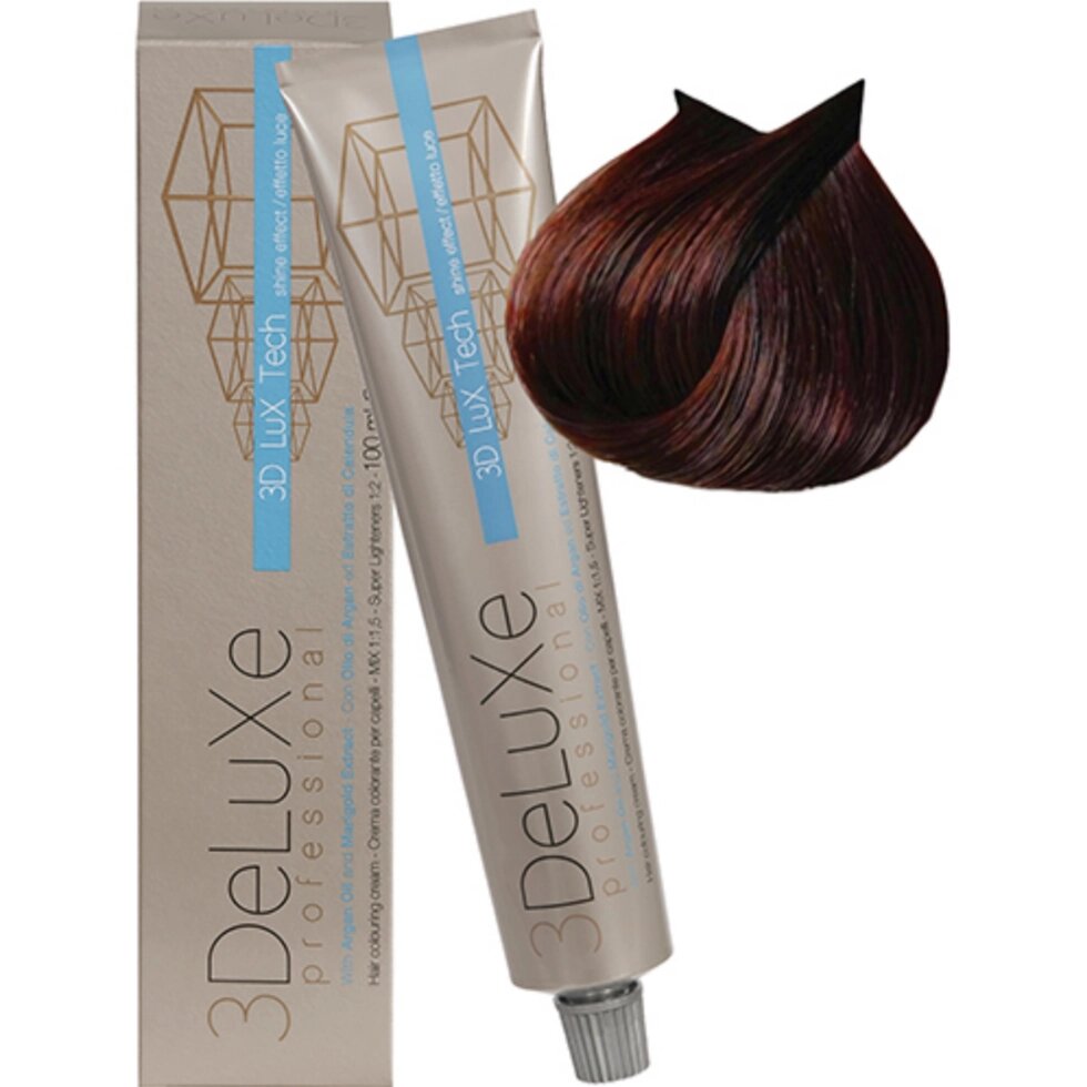Крем-краска для волос 3DeLuXe Professional 5.5 Светло-каштановый (красное дерево) 100мл от компании Интернет-магазин BeautyShops - фото 1