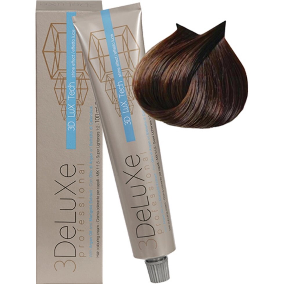 Крем-краска для волос 3DeLuXe Professional 6.35 Тёмный блондин шоколадный 100мл от компании Интернет-магазин BeautyShops - фото 1