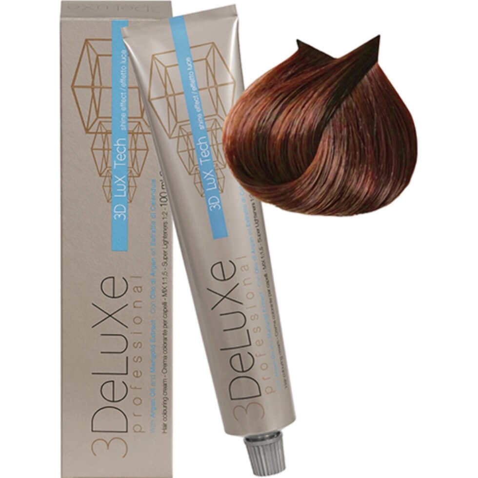 Крем-краска для волос 3DeLuXe Professional 6.4 Тёмный блондин медный 100мл от компании Интернет-магазин BeautyShops - фото 1