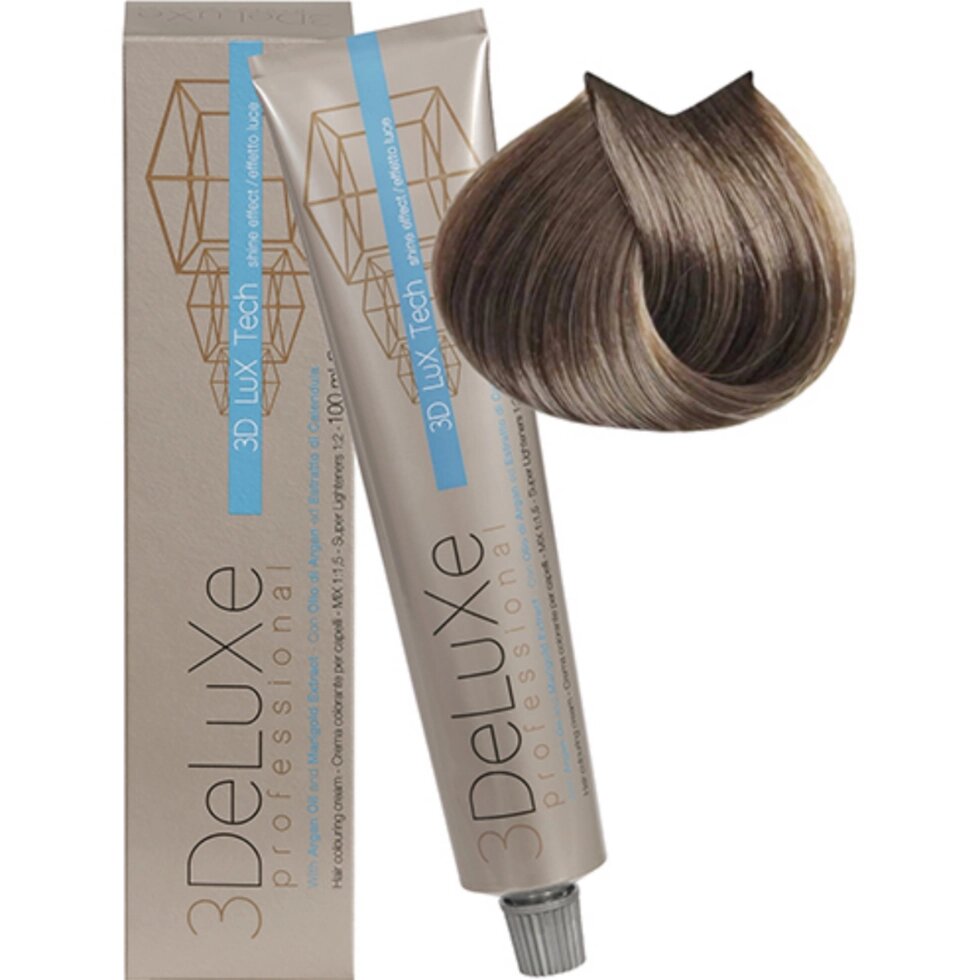 Крем-краска для волос 3DeLuXe Professional 8.07 Холодный светлый блондин 100мл от компании Интернет-магазин BeautyShops - фото 1