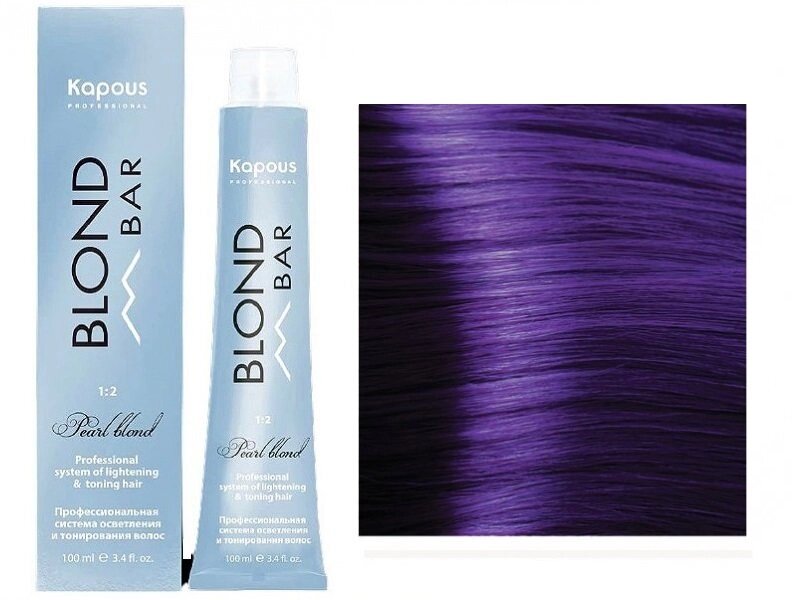 Крем-краска для волос Blond bar Kapous Professional с экстрактом жемчуга Корректор-усилитель 02 Фиолетовый от компании Интернет-магазин BeautyShops - фото 1