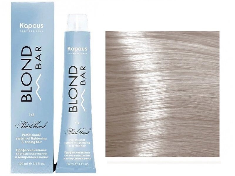 Крем-краска для волос Blond bar Kapous Professional с экстрактом жемчуга Спец блонд 1023 Перламутровый золотистый от компании Интернет-магазин BeautyShops - фото 1