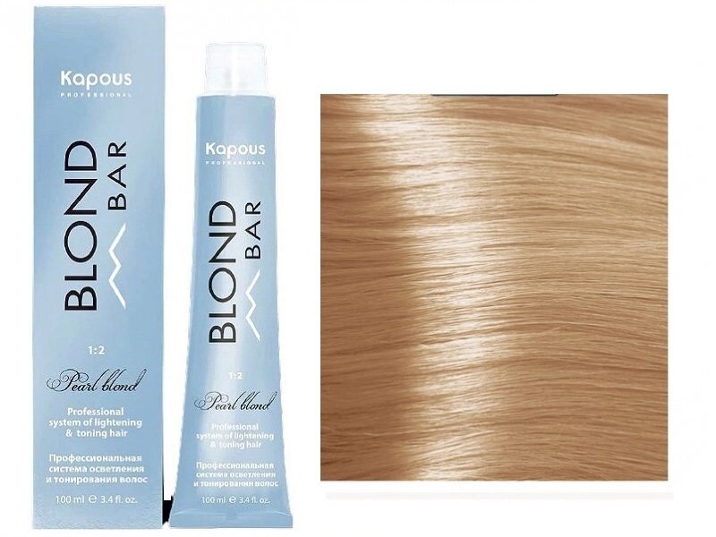 Крем-краска для волос Blond bar Kapous Professional с экстрактом жемчуга Спец блонд 1036 Золотистый розовый от компании Интернет-магазин BeautyShops - фото 1