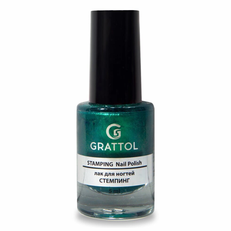 Лак для стемпинга Grattol Stamping 09 Green Met Зелёная металлизированная 6,5мл от компании Интернет-магазин BeautyShops - фото 1