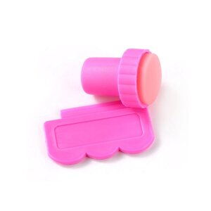 Набор для стемпинга резиновый штамп + скребок круглый розовый