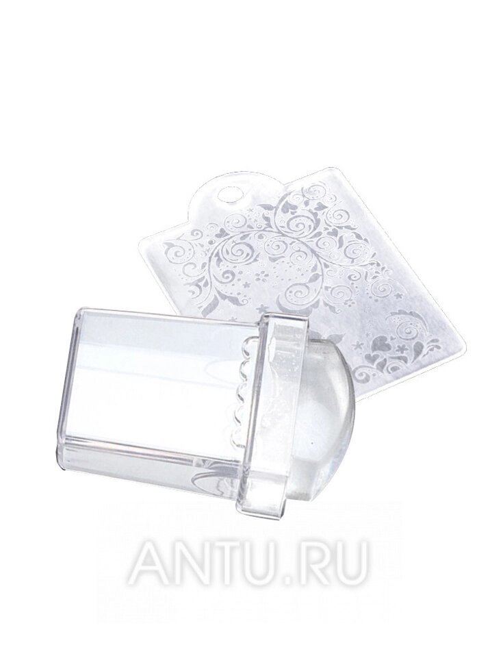 Набор для стемпинга силиконовый штамп + скребок-пластина прямоугольный прозрачный TNL от компании Интернет-магазин BeautyShops - фото 1