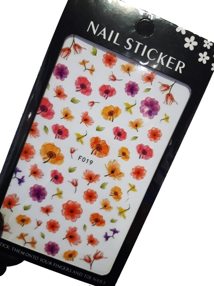 Наклейки для дизайна на клейкой основе Nail Sticker F019 от компании Интернет-магазин BeautyShops - фото 1