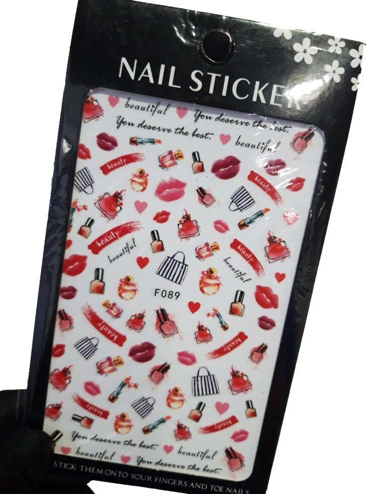 Наклейки для дизайна на клейкой основе Nail Sticker F089 от компании Интернет-магазин BeautyShops - фото 1