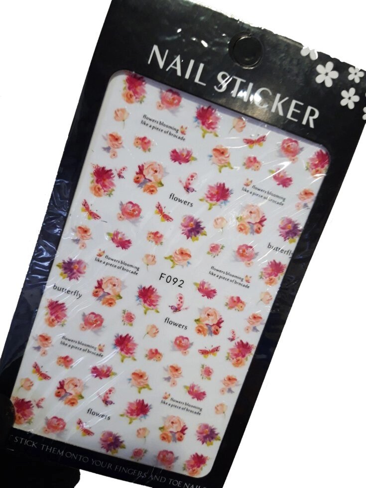 Наклейки для дизайна на клейкой основе Nail Sticker F092 от компании Интернет-магазин BeautyShops - фото 1
