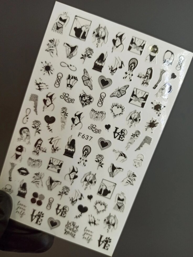 Наклейки для дизайна ногтей на клейкой основе Nail Sticker F637 от компании Интернет-магазин BeautyShops - фото 1