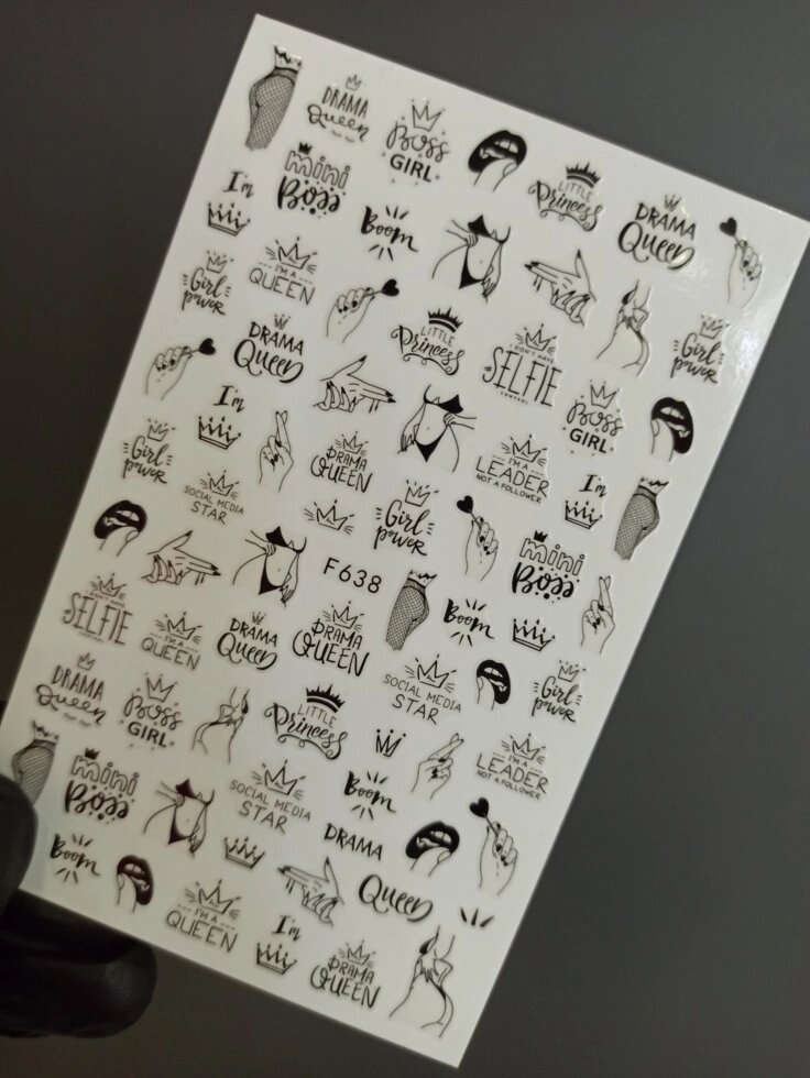 Наклейки для дизайна ногтей на клейкой основе Nail Sticker F638 от компании Интернет-магазин BeautyShops - фото 1