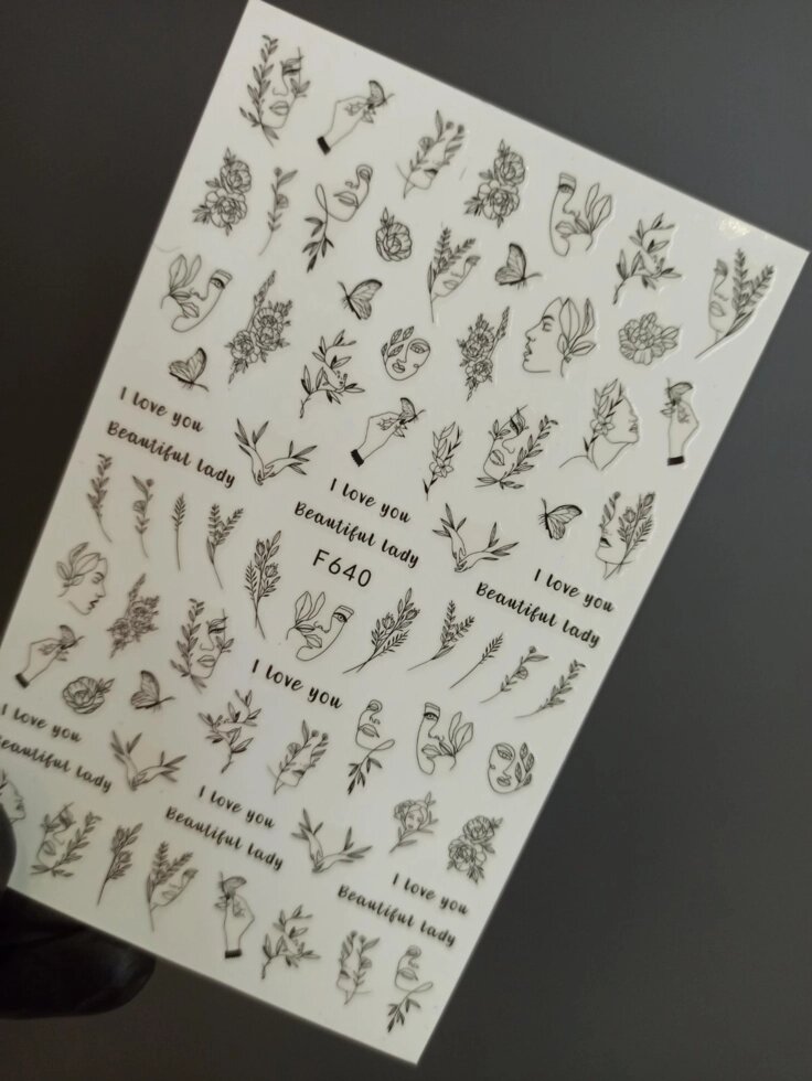 Наклейки для дизайна ногтей на клейкой основе Nail Sticker F640 от компании Интернет-магазин BeautyShops - фото 1