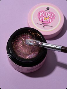 Гель для моделирования с хлопьями Юки AdriCoco Yuki-Yuki 15мл 01 Розовая эйфория