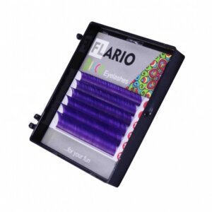 Ресницы для наращивания цветные Flatio Disco Фиолетовые 0,10 D Mix 8-13мм 6полос