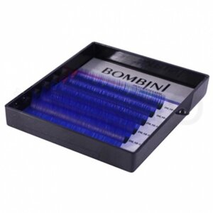 Ресницы для наращивания цветные Bombini Holi Синие 0,10 D Mix 8-13мм 6полос