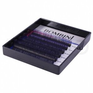 Ресницы для наращивания цветные Bombini Holi Черно-фиолетовые 0,10 D Mix 8-13мм 6полос