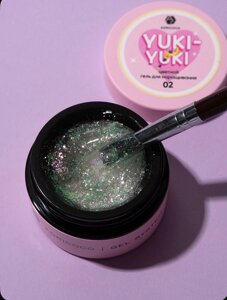 Гель для моделирования с хлопьями Юки AdriCoco Yuki-Yuki 15мл 02 Ледяное сияние