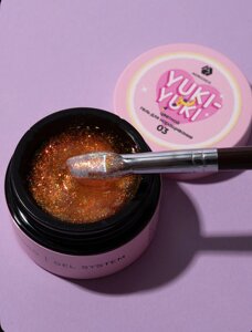 Гель для моделирования с хлопьями Юки AdriCoco Yuki-Yuki 15мл 03 Золотые искры