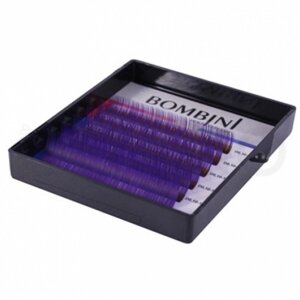Ресницы для наращивания цветные Bombini Holi Фиолетовые 0,10 D Mix 8-13мм 6полос
