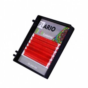 Ресницы для наращивания цветные Flatio Disco Красные 0,10 D Mix 8-13мм 6полос