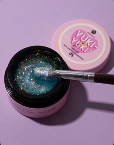 Гель для моделирования с хлопьями Юки AdriCoco Yuki-Yuki 15мл 05 Голубое свечение