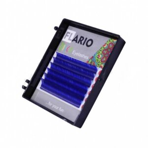 Ресницы для наращивания цветные Flatio Disco Синие 0,10 C Mix 8-13мм 6полос