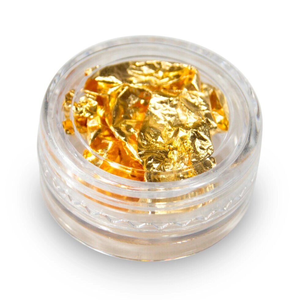 Выкладная фольга Поталь для дизайна ногтей в баночке золото от компании Интернет-магазин BeautyShops - фото 1