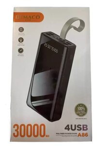 Портативное зарядное устройство / Power Bank Demaco A86 30000 mah (Чёрный)