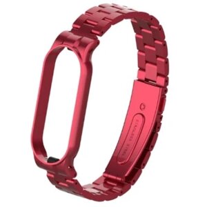 Ремешок металлический для Mi Band 5 (Ми Бенд 5) China Red (красный)