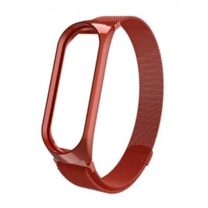 Ремешок миланский с магнитом для Mi Band 5 (Ми Бенд 5) Rose Red (Красный)