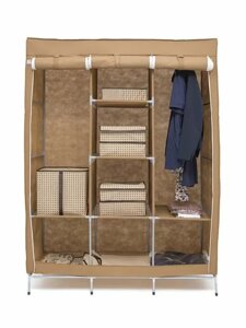 Шкаф складной каркасный тканевый STORAGE WARDROBE (YG - 05) Трехсекционный (Бежевый)