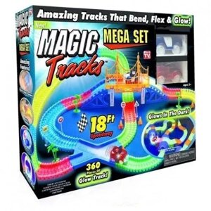 Светящаяся гоночная трасса MAGIC TRACKS (МЭДЖИК ТРЭКС) 360 деталей с мостом