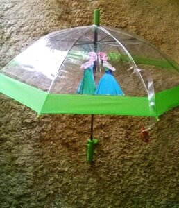 Детский зонт-трость прозрачный полуавтомат Анна и Эльза "Холодное сердце"