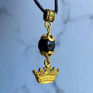 Амулет На молодость и красоту (корона) с камнем синий авантюрин, золот. 