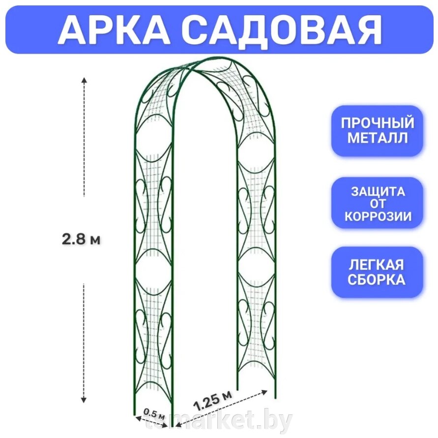 Арка садовая металлическая "Комбинированная" 280х120х50 см (пергола) от компании TSmarket - фото 1