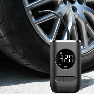 Беспроводной портативный автомобильный компрессор CAR Air Pump CZK-3668 (USB, 4 насадки, LED-дисплей, фонарь)