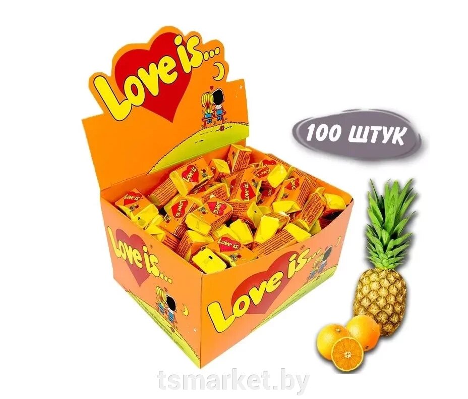 Блок жвачек Love is - Ананас - Апельсин. 100 шт х 4,2 гр от компании TSmarket - фото 1