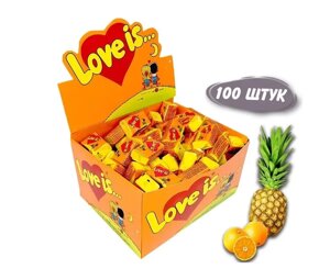 Блок жвачек Love is - Ананас - Апельсин. 100 шт х 4,2 гр