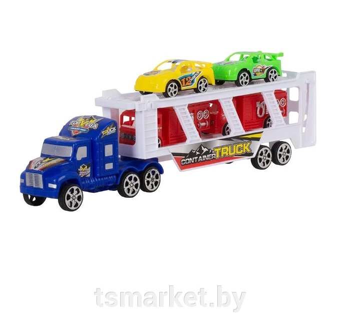 Большой Автовоз Трейлер с машинками для мальчика / Игровой набор Грузовик с машинками от компании TSmarket - фото 1