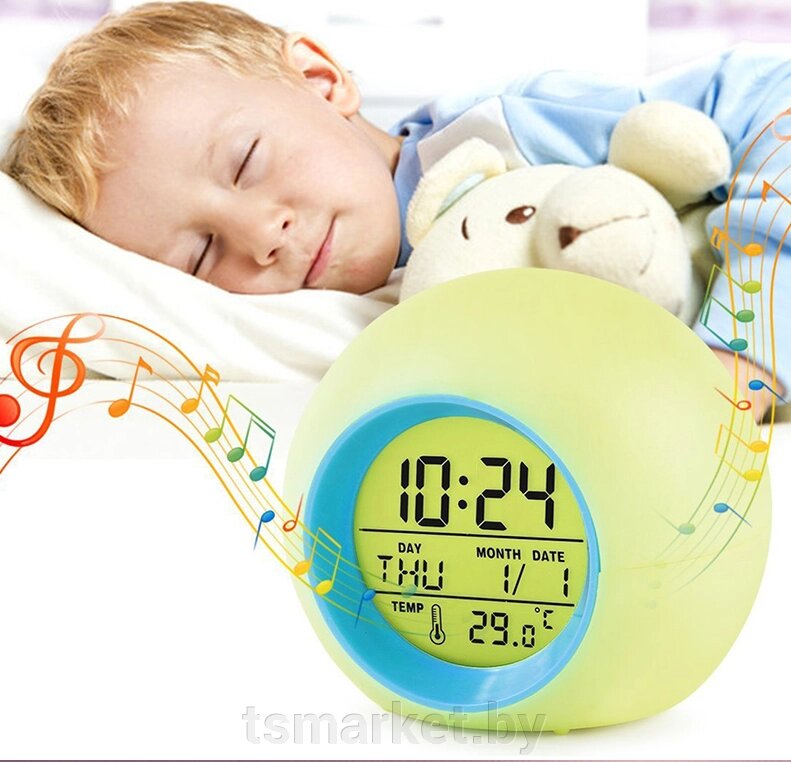 Часы - будильник с подсветкой Color Change Glowing LED (время, календарь, будильник, термометр) от компании TSmarket - фото 1