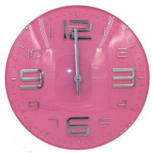 Часы настенные из пластмассы. Арабские, розовые 29 см