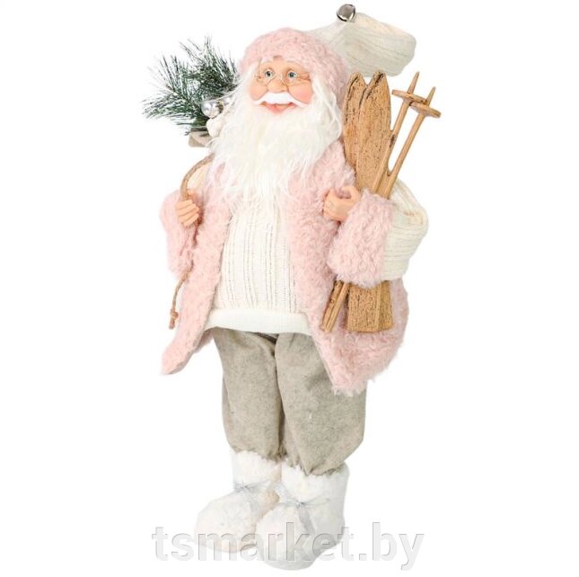 Дед Мороз в розовой шубке с лыжами и подарками, от 30 см от компании TSmarket - фото 1