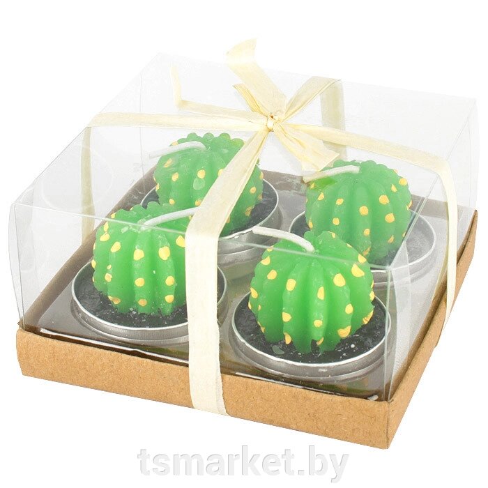 Декоративные свечи "Кактусы" 4шт. в подарочной упаковке от компании TSmarket - фото 1