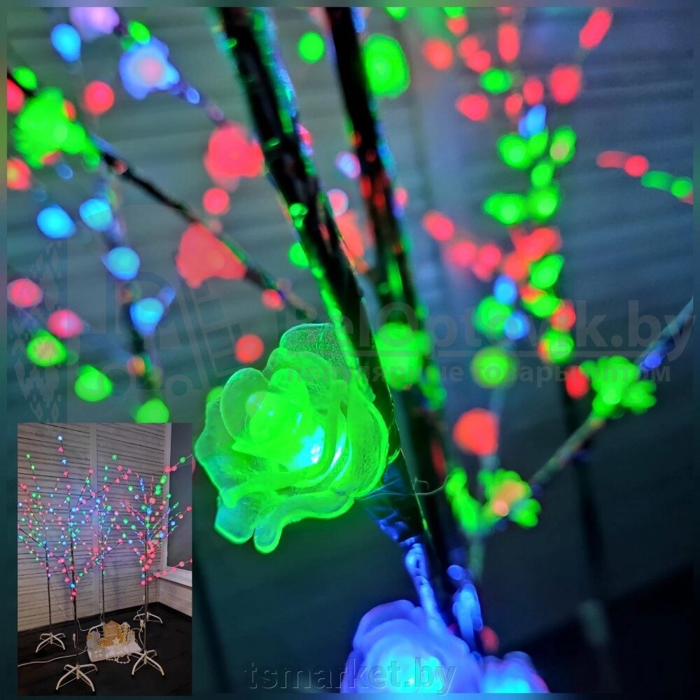 Дерево светящееся Новогодняя сакура 145 см Led 60 220V, МУЛЬТИ цвета от компании TSmarket - фото 1