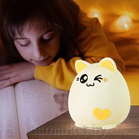 Детский мягкий ночник Эра "Кот" с выключателем от компании TSmarket - фото 1