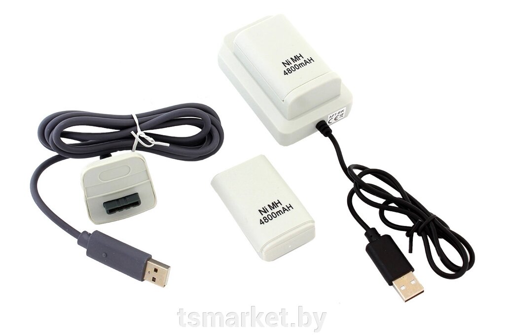 Докстанция набор для XBOX 360 2 шт АКБ+кабель Play&Charge Белый SiPL от компании TSmarket - фото 1