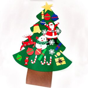 Елочка из фетра с новогодними игрушками липучками Merry Christmas, подвесная, 93 х 65 см