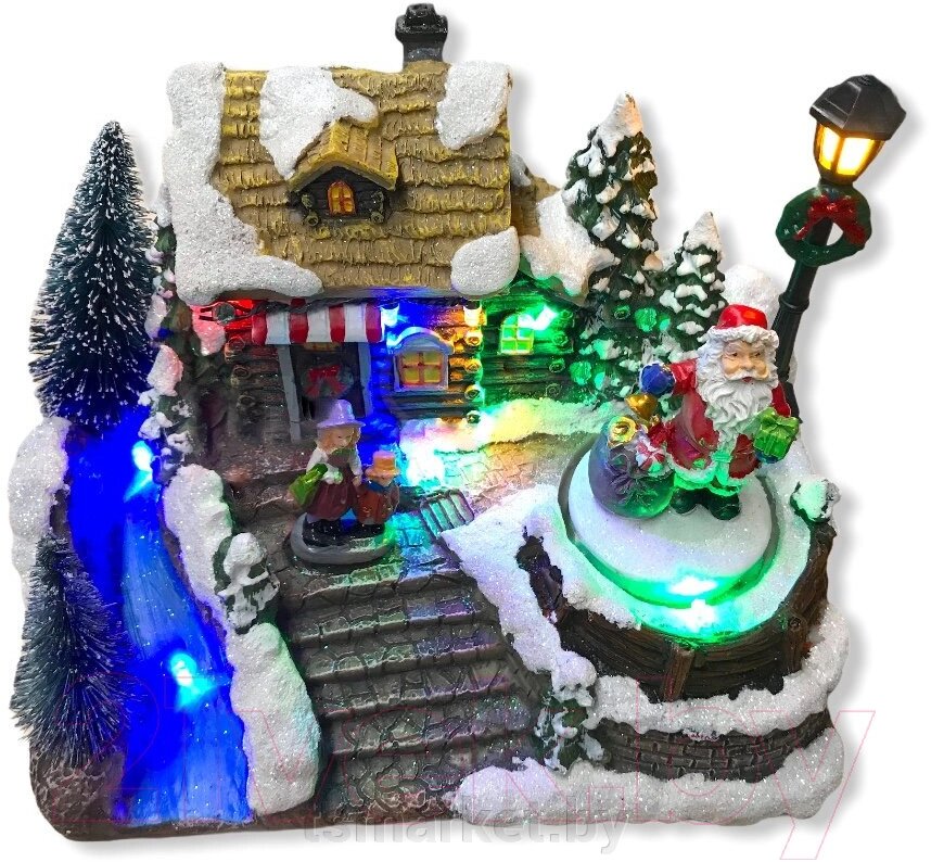 Фигурка декоративная  "Санта принес подарки" 7 мелодий с LED подсветкой и вращением от компании TSmarket - фото 1