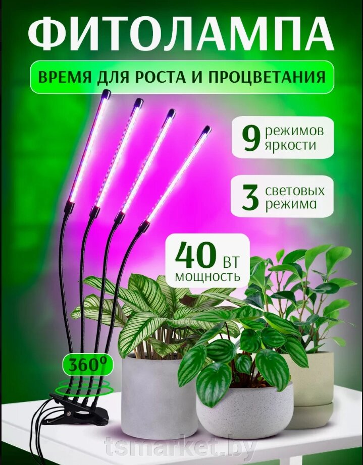Фитолампа для растений и рассады светодиодная на прищепке. Разные модели от компании TSmarket - фото 1
